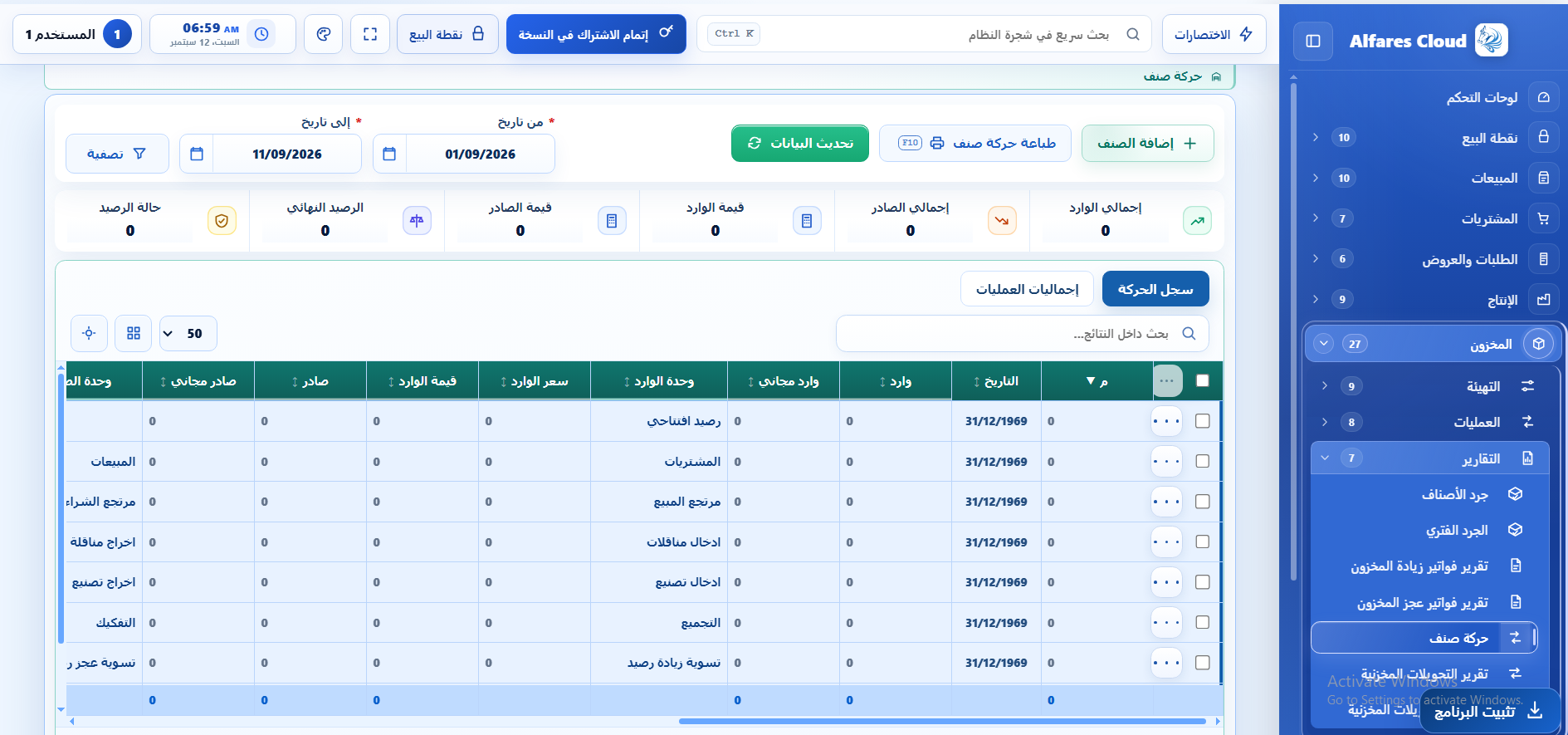 بطاقة الصنف